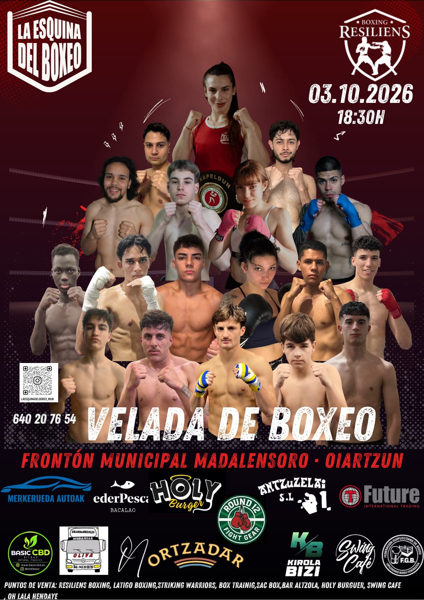 Cartel Oficial Velada de Boxeo - Frontón Municipal Madalensoro, Oiartzun